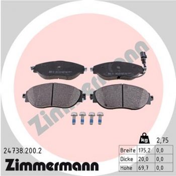Zimmermann 24738.200.2 Brake pads Brake pad set disc brake front