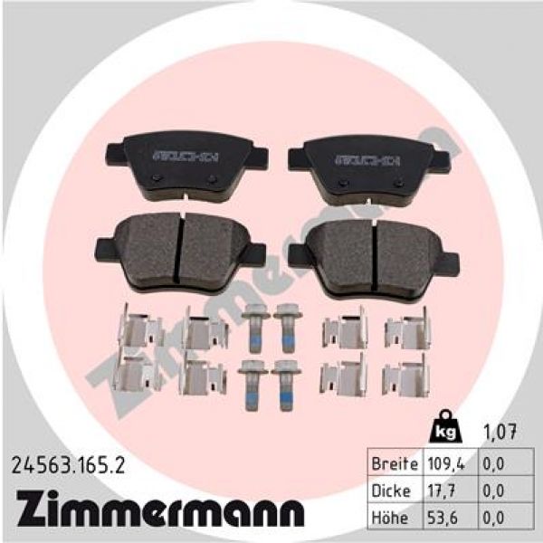 Zimmermann 24563.165.2 Brake pads, brake pad set, disc brake, rear